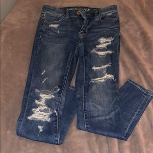 Distressed high rise American Eagle Jeggings